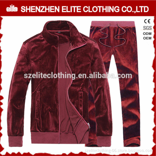 Fashion Trendy Custom Fancy Cheap Red Velour Tracksuits Men